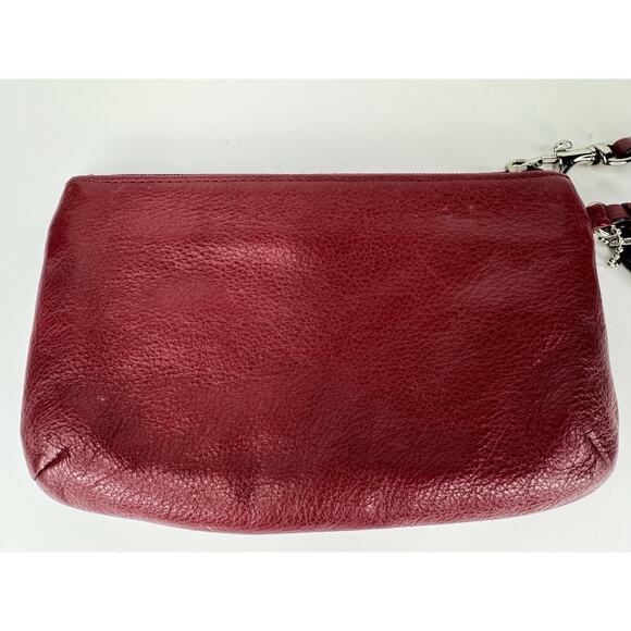 Coach F51683 Crimson Pebbled Leather Park Medium Wristlet SV Red Burgundy - Picture 11 of 13